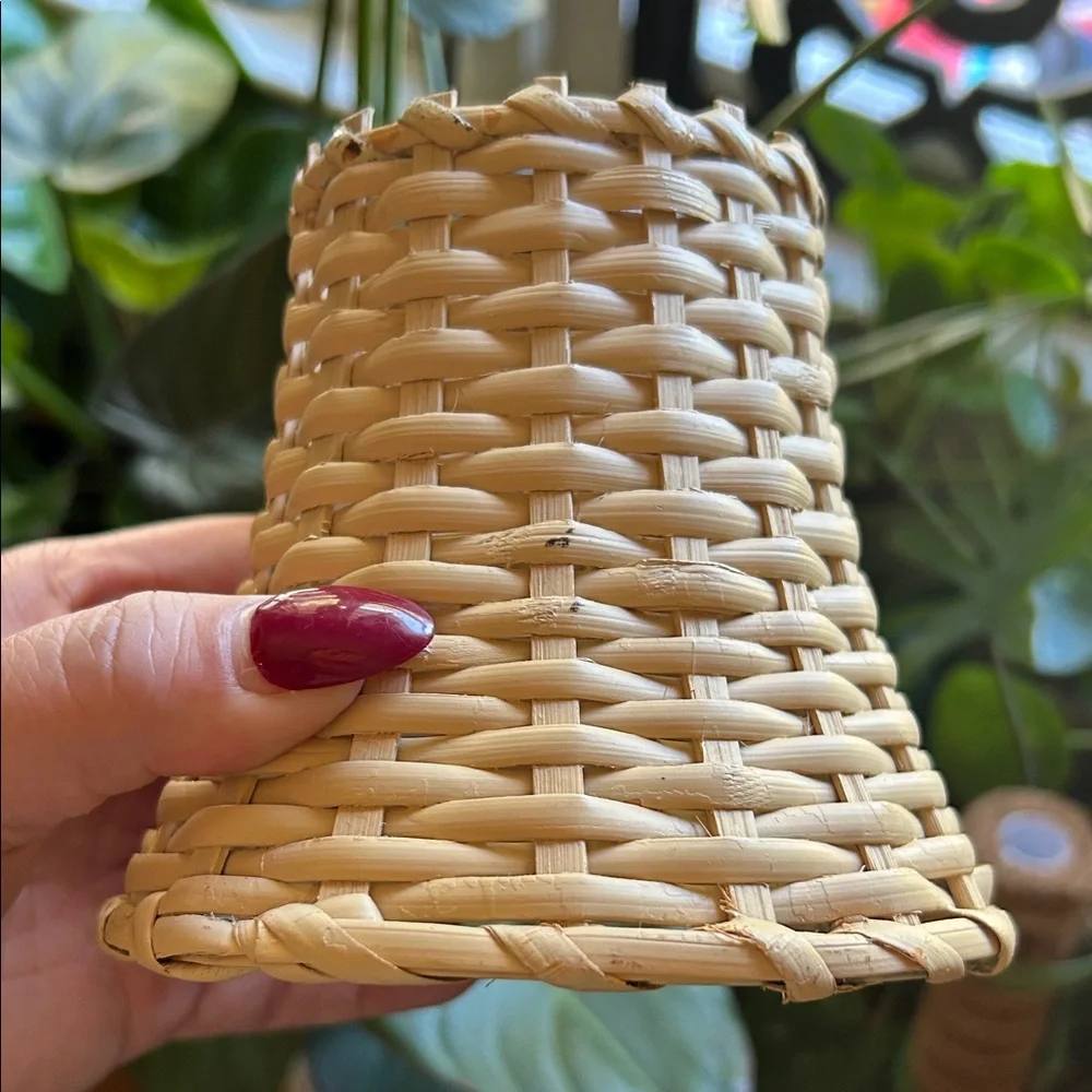 Pottery Barn Woven Basket Shade - Natural Tan